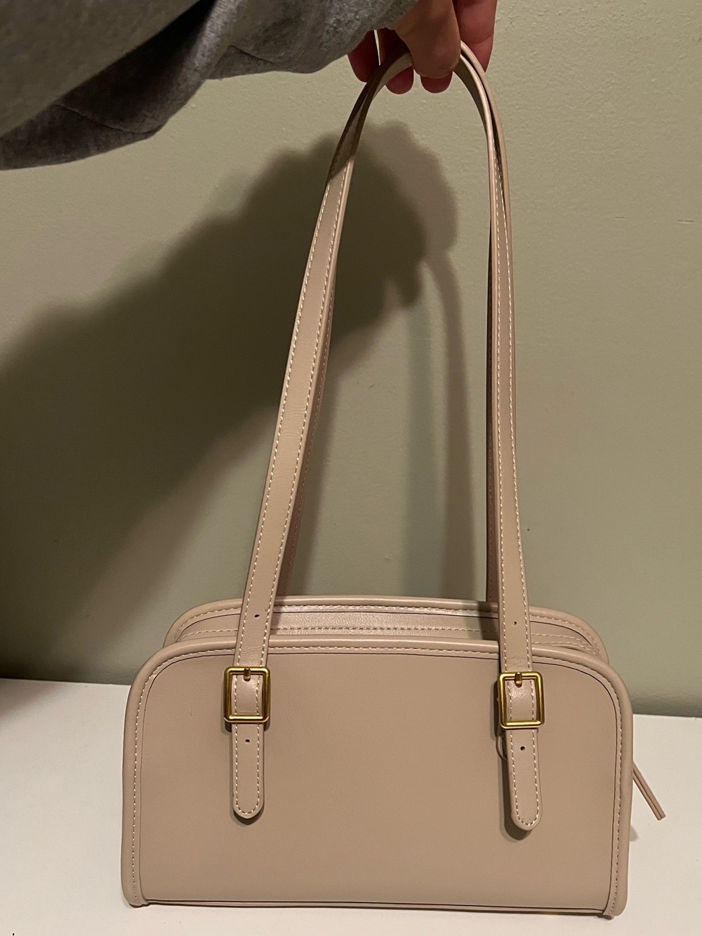Madden Girl Nude Beige Shoulder Bag with Gold Hardware